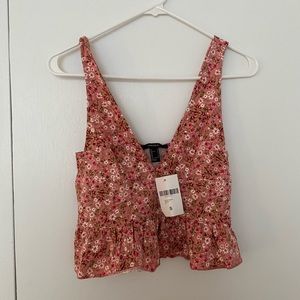 Ditsy Floral Ruffle-Hem Crop Top-New with tags